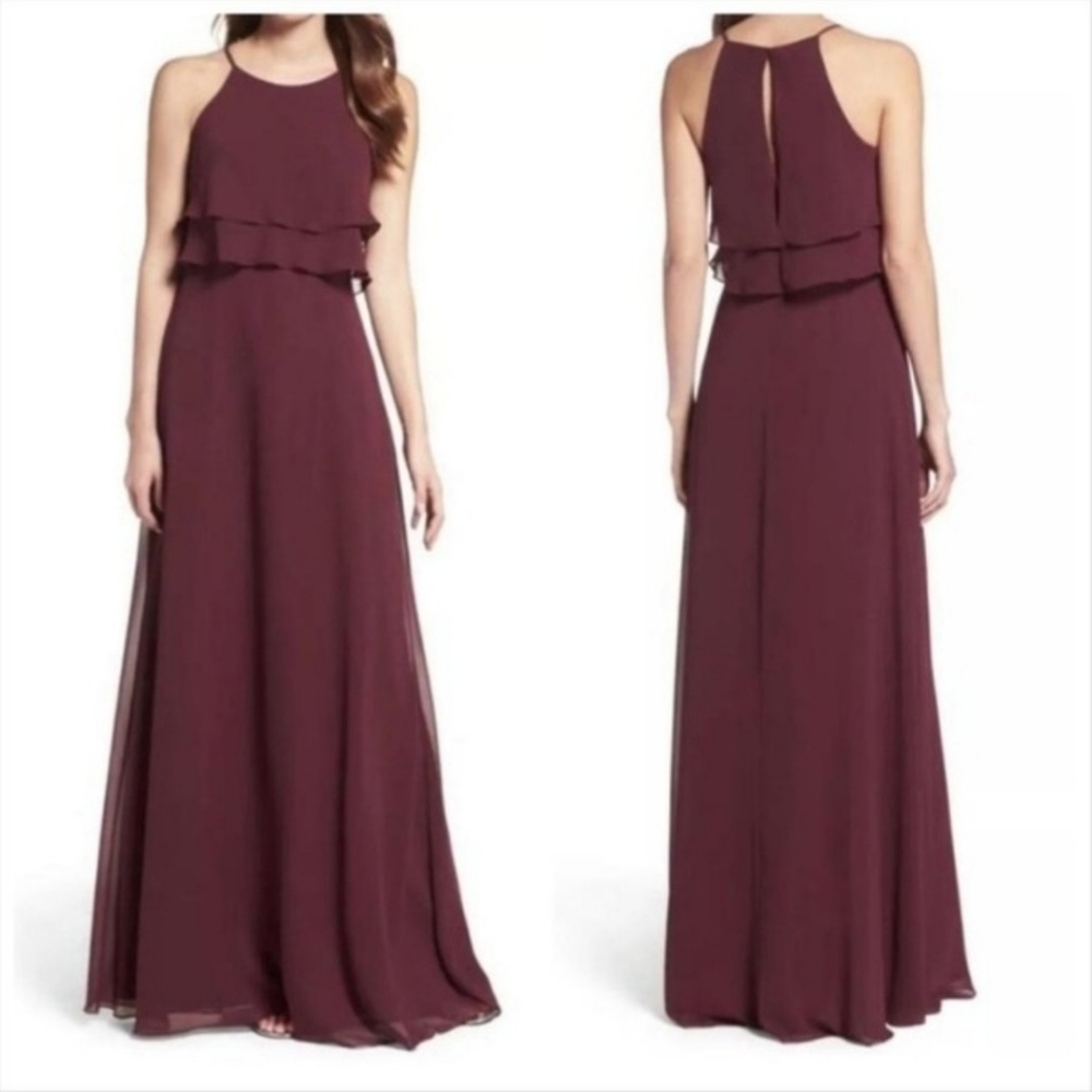 Jenny Yoo Collection‎ Ruffle Luxe Chiffon In Hibiscus